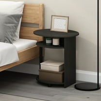 Furinno Tidur Simple Design Oval Nightstand, Bedside Table, Walnut