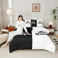 thumbnail image 4 of Castle Fairy Teens Adults Romantic Lover Couple Bedding Comforter Set 2pcs,Valentine's Day Twin Comforter Sets Microfiber,Black White Breathable Bedding Set,Breathable Home Decor,Reversible, 4 of 8