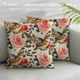 thumbnail image 3 of Floral Pillow Sham, Victorian Style Image of Rose Flowers with Leaves and Little Sparrow Birds, Decorative Standard Queen Size Printed Pillowcase Champagne Multicolor, 3 of 5