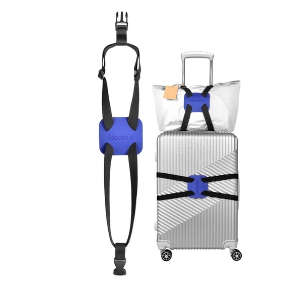 2 pack Luggage Straps Bag Bungee for Luggage， High Elastic Suitcase Adjustable Belt Bag Bungees with Buckles (Black/Blue)