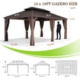 thumbnail image 3 of INTER HUT 12x18 FT Hardtop Gazebo Pavilion with Galvanized Steel Roof with Privacy Curtains and Textilene Nettings, 3 of 6