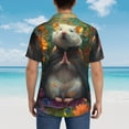 thumbnail image 4 of Pofeuu Colorful Flower Meditating Hamster Print Hawaiian Shirt for Men Sleeves Casual Button Down Summer Beach Dress Shirts T-Shirts,Small, 4 of 7