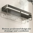 thumbnail image 5 of No Drill Bathroom Storage Rack - Space Aluminum Hanging Shelf with Hooks for Towels, Toiletries & Cosmetics, Rustproof & Easy Clean,B, 5 of 7