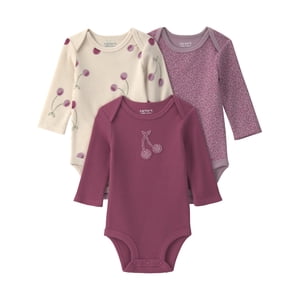 Carter's Child of Mine Long Sleeve Bodysuits, 3-Pack