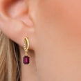 thumbnail image 3 of Gem Stone King 14K Yellow Gold Red Rhodolite Garnet and Lab Grown Diamond Earrings for Women | 1.51 Cttw | Gemstone January Birthstone | Emerald Cut 6X4MM, 3 of 6