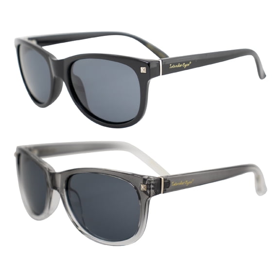 Islander Eyes Barbados Polarized Sunglasses for Men or Women 2 Pairs Black & Gradient Grey-Clear Frames w/ Smoke Lenses