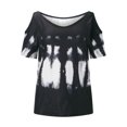 thumbnail image 4 of USSUMA Womens Plus Savings Tops and T-Shirts - Plus Size Tops for Women Short Sleeve Cold Shoulder Tunic Sexy Casual Printed Cut Out Graphic Tees Shirts Tops Blouses 2022 Beach, 4 of 5