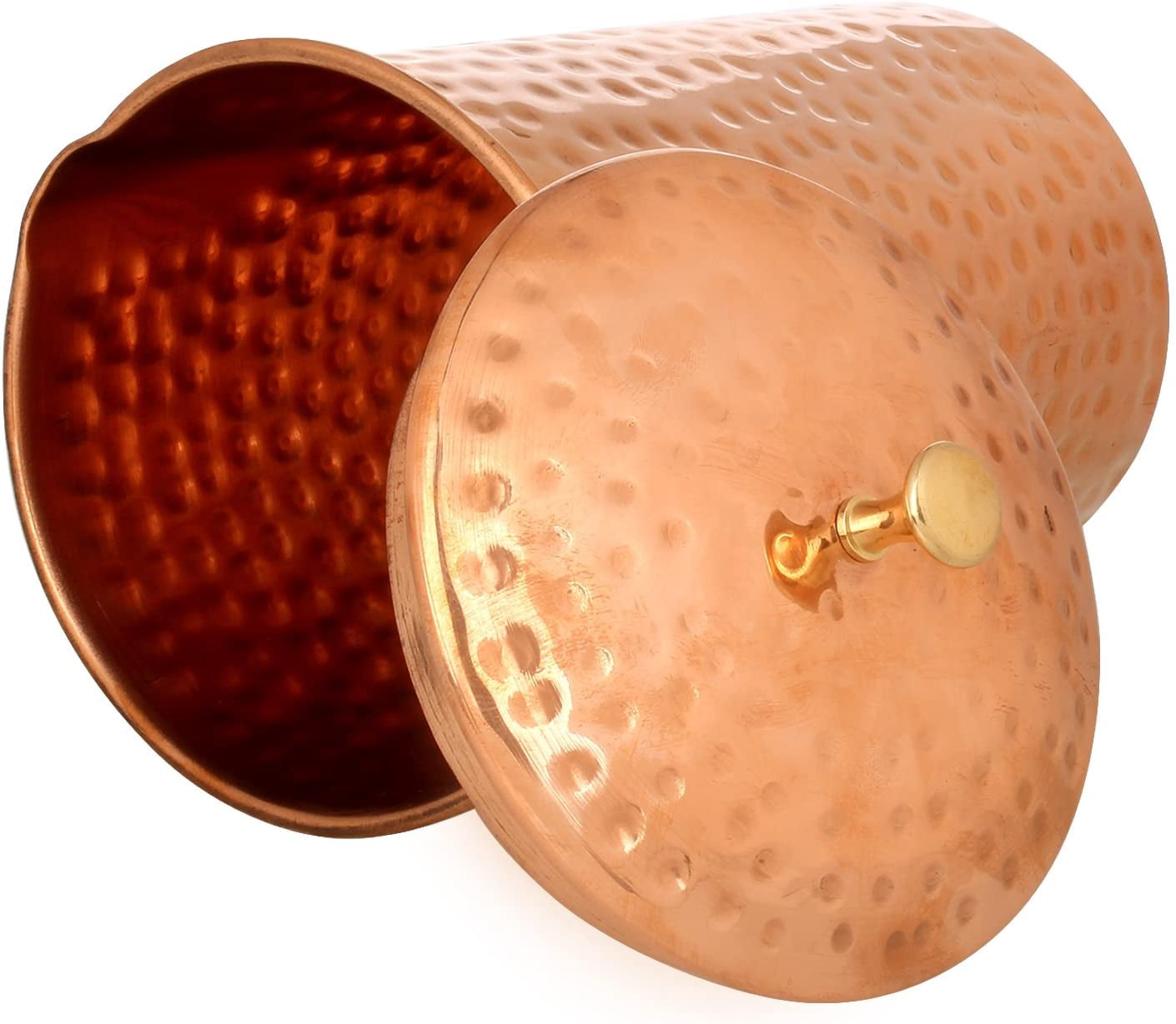 Zap Impex Pure Copper Hammered Jug With Lid For The Benefits Copper Water Pitcher Fluid Ounce 54 Oz
