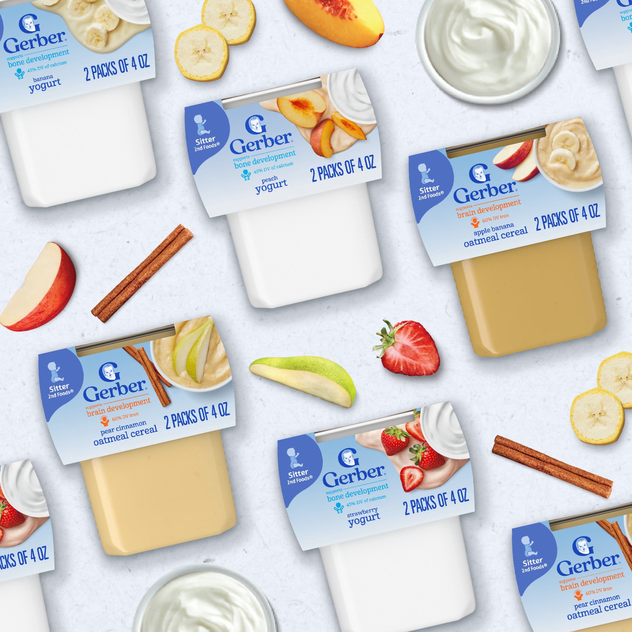 (3 pack) Gerber Yogurt Blends Stage 3 Baby Snacks Banana Strawberry, 4 oz Tubs (Pack of 2)