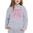 thumbnail image 3 of SonxaHe Toddler Girl Hooded Sweatshirt Bow Prints Hoodies with Pockets Child Outdoor Breathable Athletic Loose Clothes Gray,Size 2-3 Y, 3 of 3