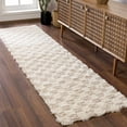 thumbnail image 5 of BoutiqueRugs Atira Checkered Shag Area Rug - Cream, Light Beige, Light Brown - 18" x 18" Sample, 5 of 12