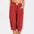 thumbnail image 3 of SHE IS Womens Baggy Harem Capri Pants Wide Leg Lounge Elastic Waist Sweatpants Casual Beach Trousers with Pockets, 3 of 6