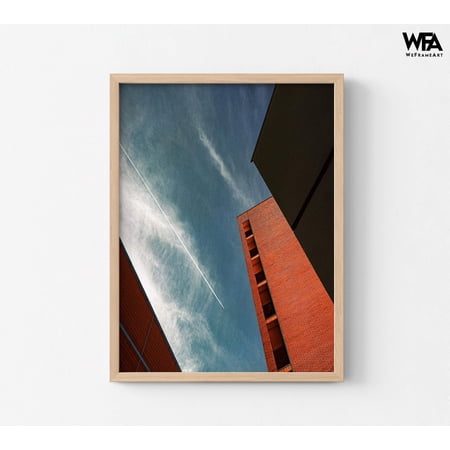 Look up Barcelona by Schuster, Spain Picture Print, Modern Building Artwork, Office Building Reception Area Photography Wall Art