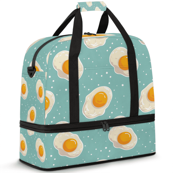 Herdesigns Cute Foldable Travel Duffle Bag for Women and Men Lightweight Carry On Overnight Bag Eggs Gym Luggage Weekender Bags with Shoe Compartment