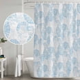 thumbnail image 5 of 54x78 Inch Shower Curtain Decorative Ocean Shell Bathtub Bath Curtains Fabric Waterproof Bathroom Decor, Summer Coastal Seashells Texture Light Blue Small Stall Shower Curtain Set with 12 Hooks, 5 of 7