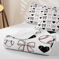thumbnail image 4 of Homewish Bow Heart Baseball Pattern Twin Quilt Set, Cute Sport Twin Coverlet Set for Girls and Boys, 2 Pieces, 1 Comforter and 1 Pillowcase, 4 of 7
