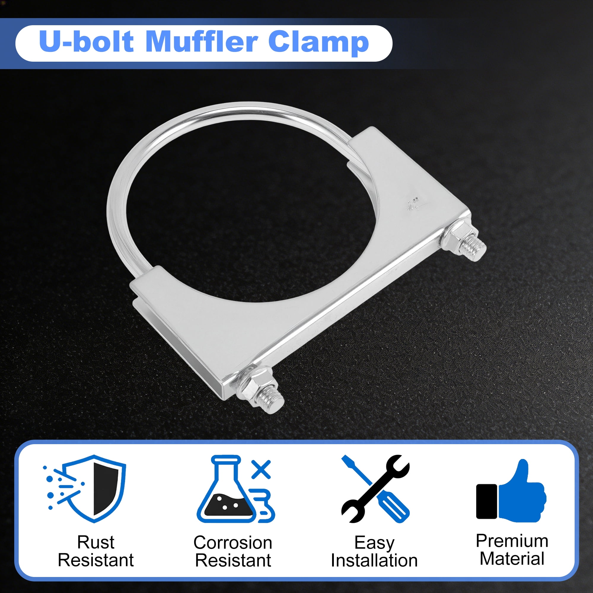 Unique Bargains U Bolt Muffler Exhaust Clamp 4.02″ Galvanized Iron U-Bolt Muffler Tip Exhaust Hook Silver Tone U-Bolt Clamp for 102 mm Tip Pipes Connection 1 pc