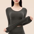 thumbnail image 6 of XRoczxe Women Textured Scoop Neck Thermal Underwear Set High Waist Tummy Control Soft Skin-Friendly Warm Slim Fit Long Sleeve Top & Pants Multi Solid Color Winter Base Layer Suit, 6 of 6