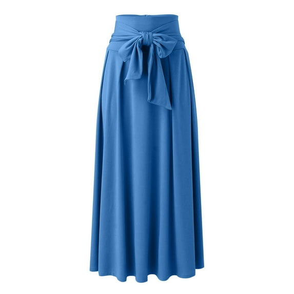 eczipvz Long Skirts for Women Women's Casual High Waist Pleated A Line Midi Skirt With Pocket Womens Novelty Skirts Light Blue,L
