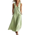 thumbnail image 2 of Snorda Women's Striped Dress Summer Round Neck Sleeveless Striped Solid Color Casual Dress Flowy Sundress Ideal for Daily Wear Beach Vacation & Party, 2 of 7