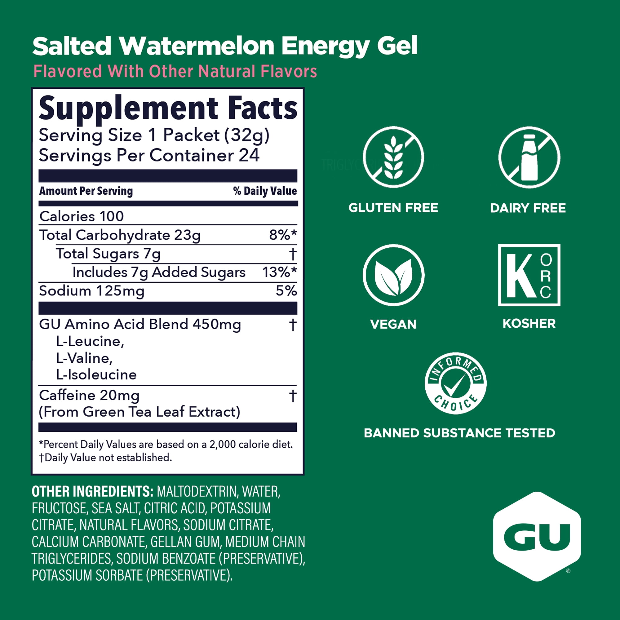 GU Energy, Original Energy Gels, Salted Watermelon - 1 Count