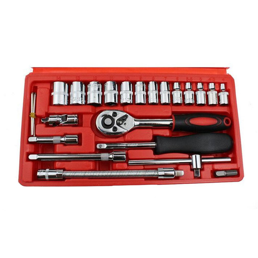 Details about   Car Repair Tool 46pcs 1/4-Inch Socket Set Car Repair Tool Ratchet Torque Wrench 