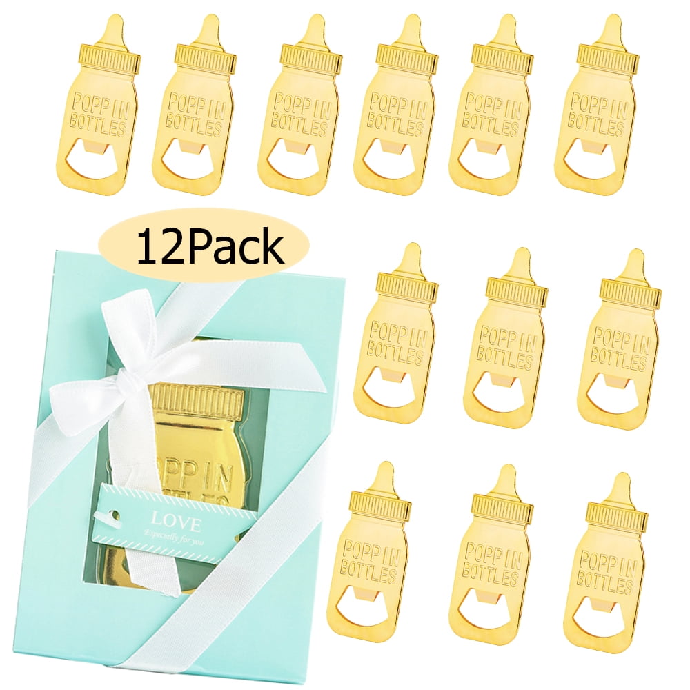 50 Poppin Bottles Gold Metal Baby Bottle Opener Baby Shower Party Gift Favors 