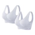 thumbnail image 1 of Bras for Women A 2 Piece Set Of Side Buttoned Front Sports Bra Without Rims Adjustable Folding Lace Yoga And Running Vest M, 1 of 6