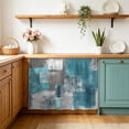 thumbnail image 2 of Turquoise Grey Sink Skirt 10"W x 11"L,Dustproof Under Sink Curtain Skirt for Bathroom Kitchen,Abstract Square Graffiti Modern Smear Adhesive Short Vanity Curtains Cover for Laundry Closet Shoe Rack, 2 of 8