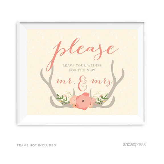 Leave Your Wishes For New Mr. & Mrs. Woodland Deer Wedding Party Signs