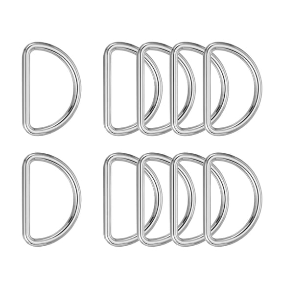 Uxcell Metal D Ring, (1", Silver)(10 Pcs), Heavy Duty Welded Solid D Rings Metal D Buckle, Suit for Bags/Backpack/Wallets/Leather/Straps/Webbing/Pet Collars/Hardware Assorted