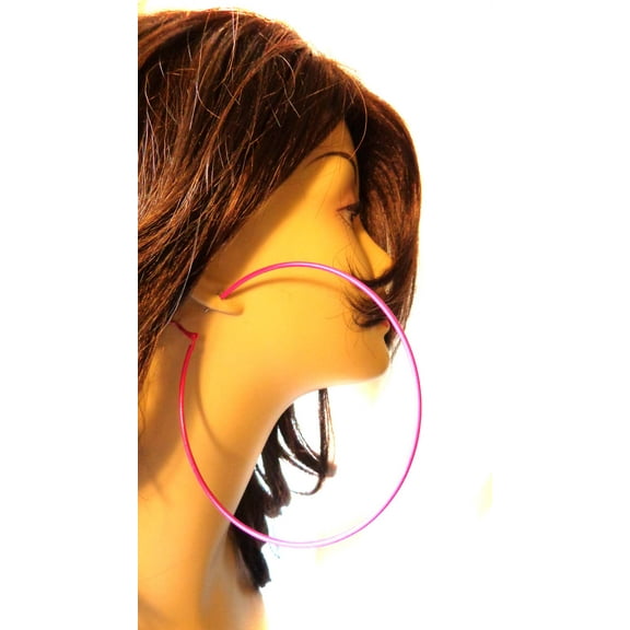 Large Pink Hoop Earrings 3.5 inch Hoop Earrings 2 pairs
