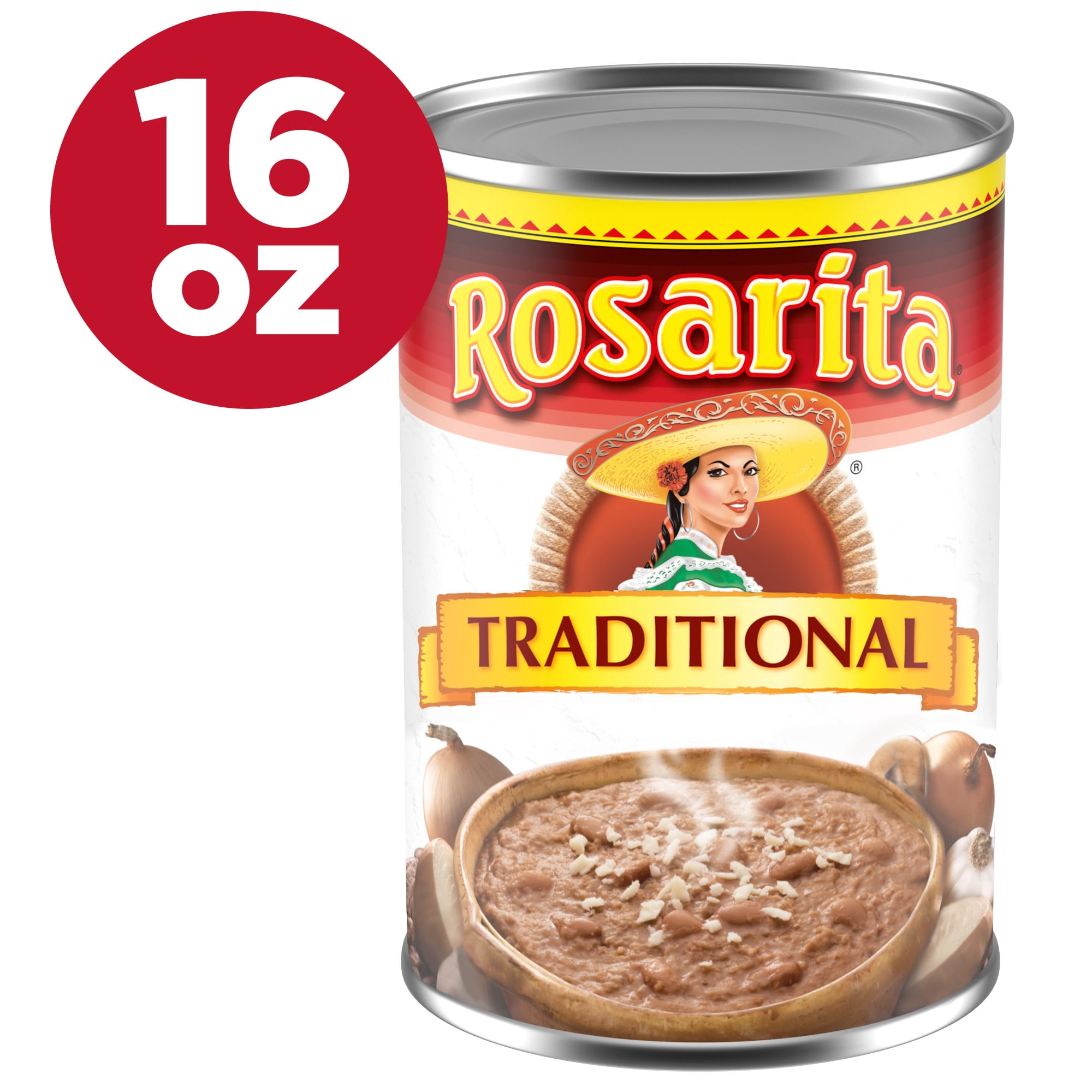 (8 pack) Rosarita Traditional Refried Beans, 16 oz.