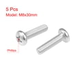 thumbnail image 2 of Unique Bargains M8x30mm Machine Screws Pan Phillips Cross Head Screw Fasteners Bolts 5Pcs, 2 of 3