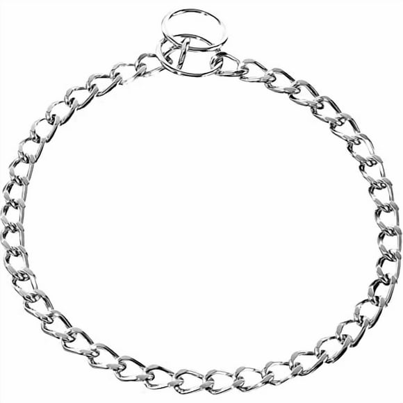 Herm Sprenger Chrome Plated Steel Dog Collar with Short Flat Links Choke Chain Two O-Rings for Small Medium Large Dogs Professional Training Collar Correction Slip Chain Made in Germany (24in (60cm))
