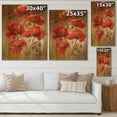 thumbnail image 4 of Designart 'Red Blossoming Poppies Over Wild Brown I' Traditional Print on Natural Pine Wood, 4 of 5
