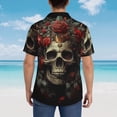 thumbnail image 3 of Lsque Classical Rose Crown Skull pattern Hawaiian Shirt for Men, Unisex Summer Beach Casual Short Sleeve Button Down Shirts-XX-Large, 3 of 9
