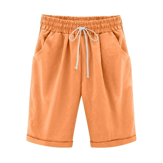 KIHOUT Shorts d'Été Rabais Shorts d'Été pour Femmes Uni Cinq Points Grande Taille Pantalon en Coton et Lin Pantalon Décontracté