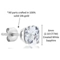 thumbnail image 5 of 14k White Gold Cushion Cut Created White Sapphire Stud Earrings for Women | 6mm April Birthstone Earrings | White Sapphire Earrings for Women | White Sapphire White Gold Earrings by MAX + STONE, 5 of 5