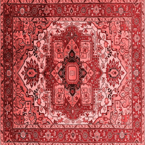 Ahgly Company Indoor Square Oriental Red Industrial Area Rugs, 3' Square