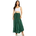 thumbnail image 5 of Sakkas Ahaana Women Renaissance Boho Rayon Maxi Embroidered Paneled Summer Skirt - Green - S/M, 5 of 5