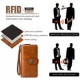 thumbnail image 5 of Women Wallet PU Leather RFID Blocking Purse Large Capacity Credit Card Holder with ID Window - Brown, 5 of 7
