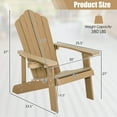 thumbnail image 3 of Costway Patio HIPS Adirondack Chair with Cup Holder Weather Resistant Outdoor 380 LBS Teak, 3 of 11