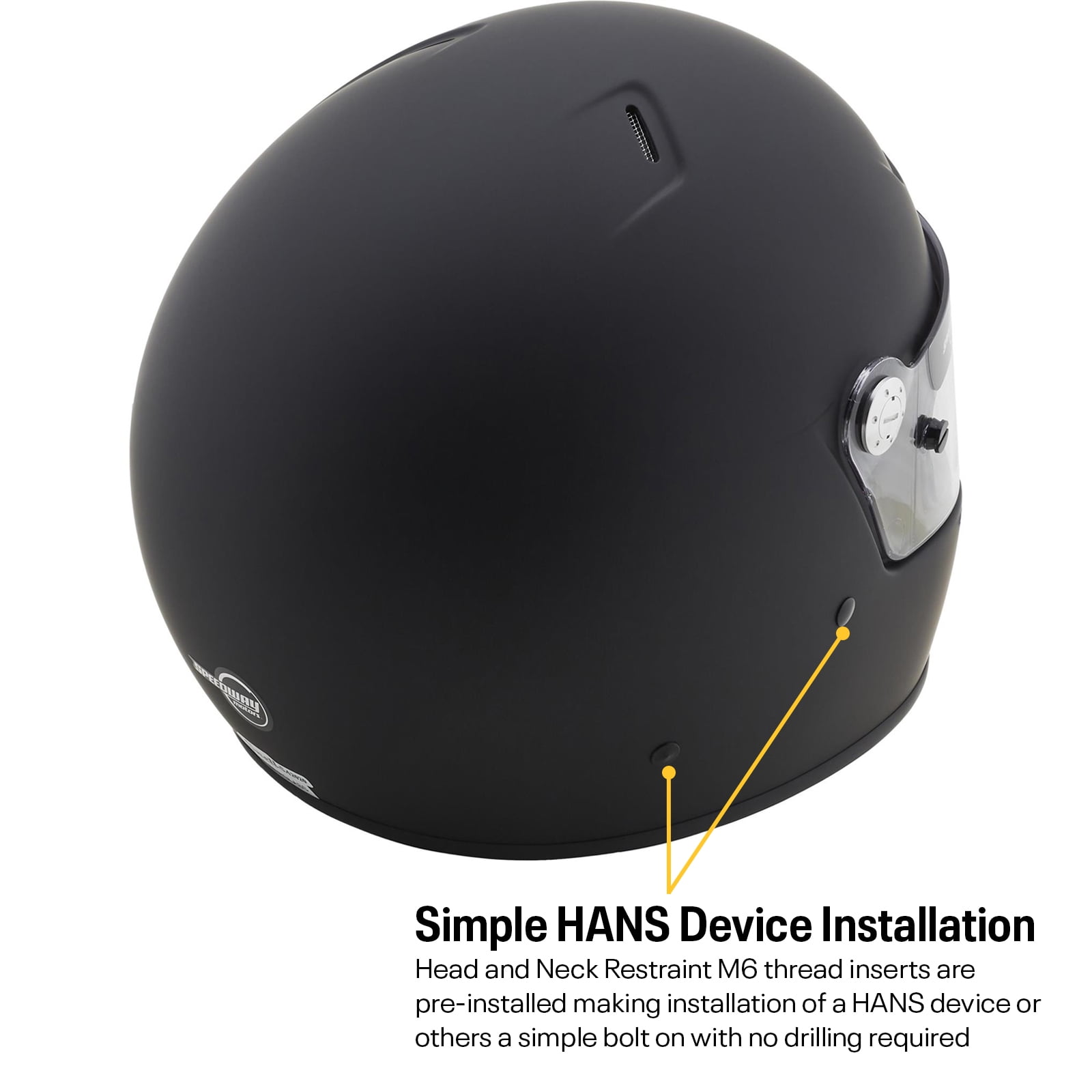 Speedway Motors SA2020 Side Air Racing Helmet, Flat Black, Large