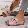 thumbnail image 5 of Yyuenw Women Crisscross Cutout Wedge Slide Sandals PU Open Toe Daily Casual Walking Shoes, 5 of 9