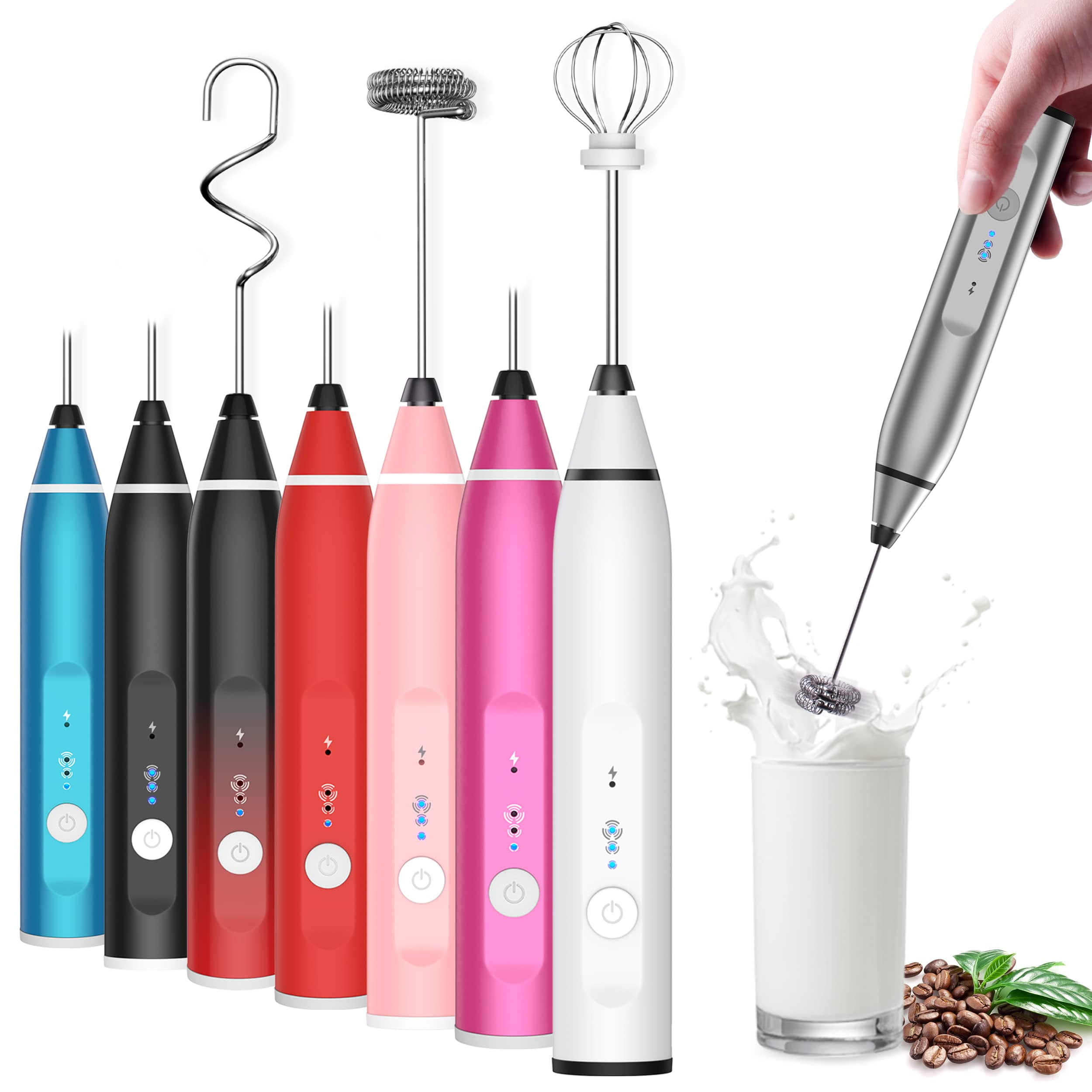 1pc Plastic Milk Frother, Pink Portable Electric Matcha Mixer For