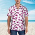 thumbnail image 2 of Pofeuu Orchids Flowers Print Hawaiian Shirt for Men Sleeves Casual Button Down Summer Beach Dress Shirts T-Shirts,Medium, 2 of 7