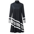 thumbnail image 3 of Juebong Womens 2022 Fall Fashion Tops Novelty Color Block Patchwork Graphic Dresses Long Sleeve Mock Turtleneck Dress,Black,XXXXXL, 3 of 4