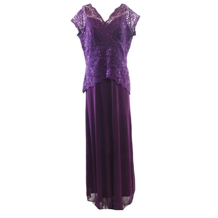 Onyx Nite NEW Purple Plum Sequinned Lace Women's Size 6 Sheath Dress ...