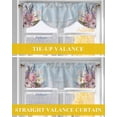 thumbnail image 6 of Lavender Pink Rose Tie Up Valances Curtain, Leaf Pastoral Flower Blue Board Kitchen Valances for Windows Decor, Rod Pocket Short Curtains Set for Bedroom/Bathroom, 54"x18", 6 of 9
